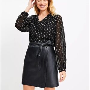 Loft faux leather wrap mini skirt